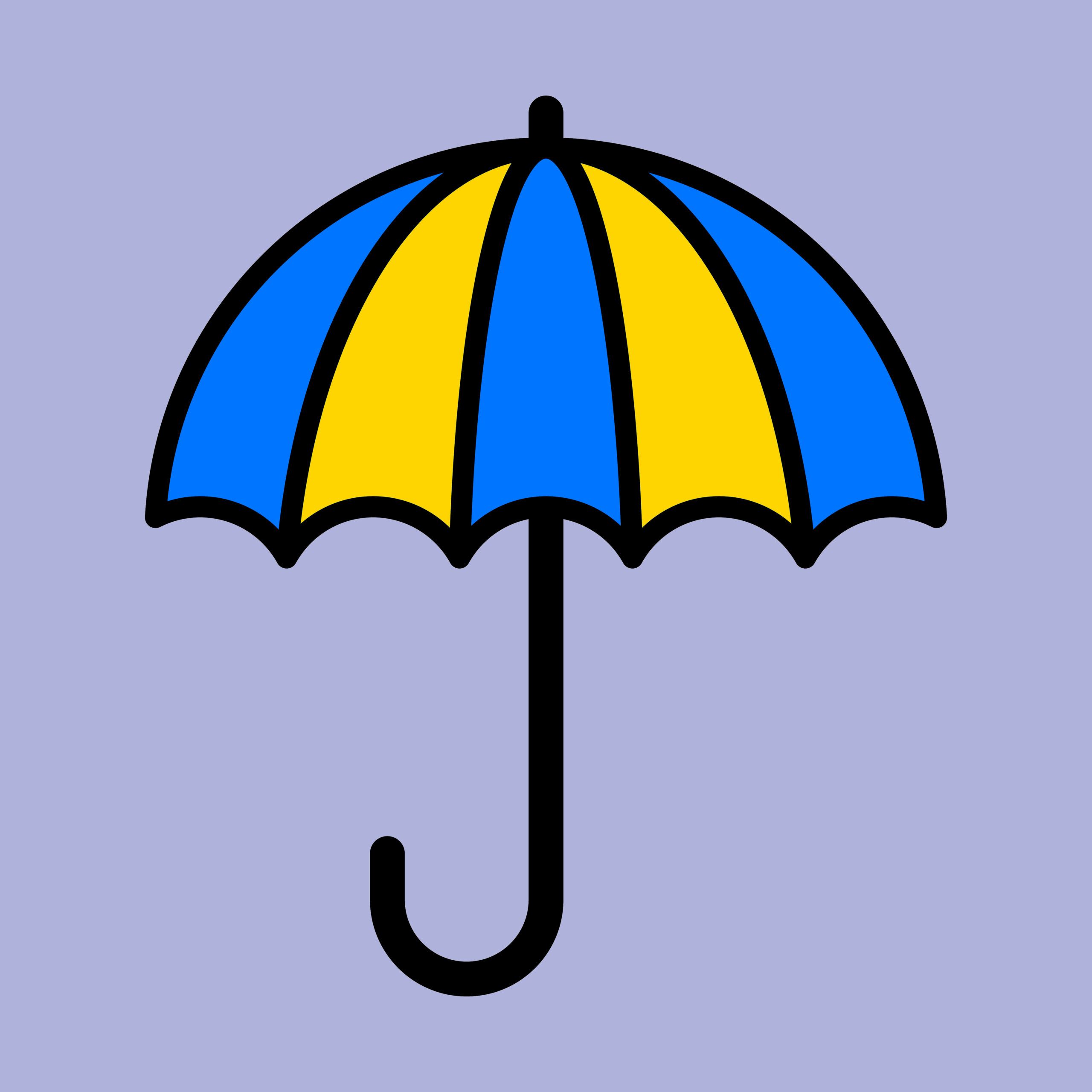 Bezpłatna pomoc psychologiczna dla osób z Ukrainy - ilustracja parasolki w barwach ukraińskiej flagi